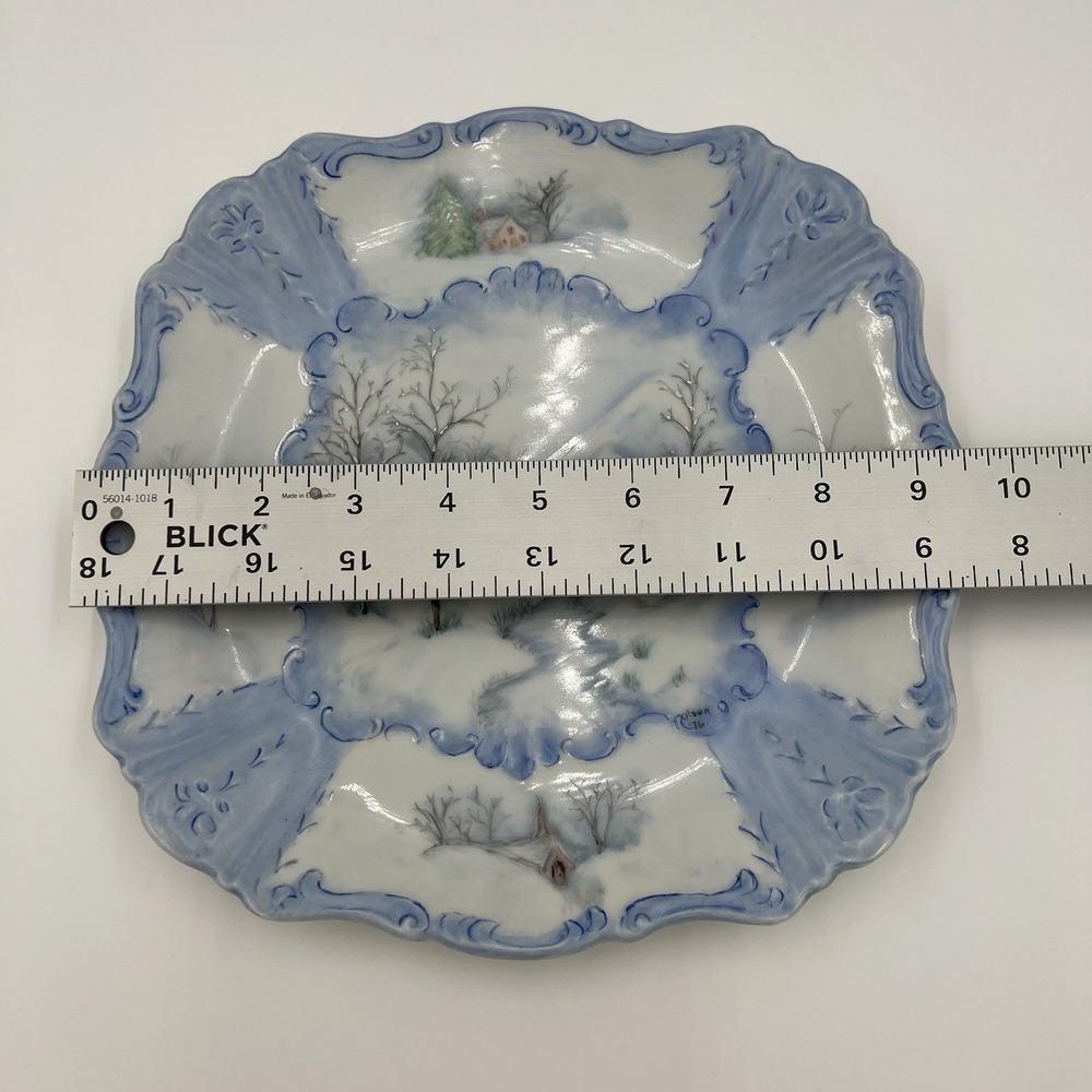 Vintage Hand Painted Winter Scene Decorative Plate Signed 1976 - Picture 13 of 14